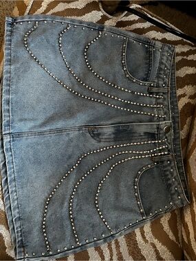 Francesca's Audrey Parks Light Blue Denim with Pink Label